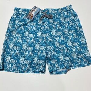 Biwisy Blue Floral Swim Shorts Men’s XL NWT